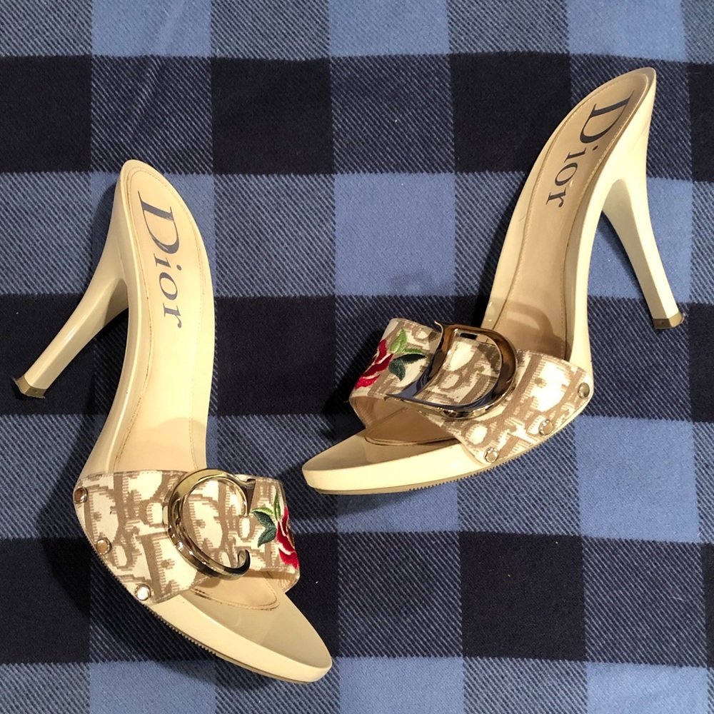 Dior Tan & Cream Monogram Heels